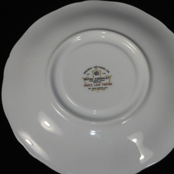 2 sets of beautiful tea cups & saucers. Royal Adderley Maple Leaf Tartan - Picture 5 of 7